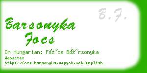 barsonyka focs business card